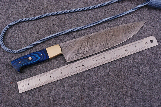 HS-291 Custom Handmade Damascus Kitchen/Chef Knife - Hard Wood Handle - Best Price