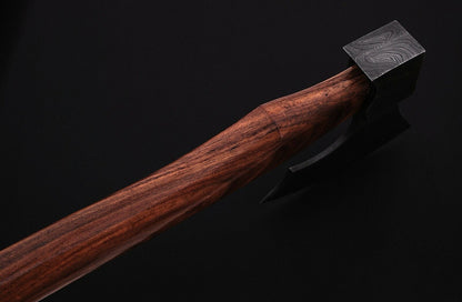 HS-1077 | Custom Handmade Damascus Hand Forged Axe With Rose Wood Handle
