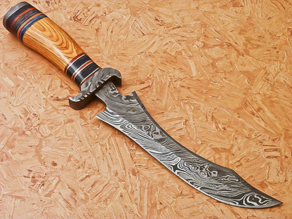 HS-546 Custom Handmade Damascus Hunting Knife With Hard Wood Handle