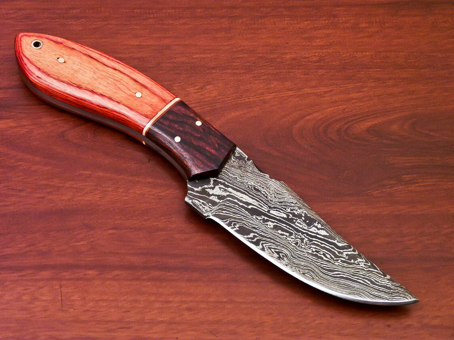 HS-816 Custom Handmade Damascus Skinner Knife With Wood Handle
