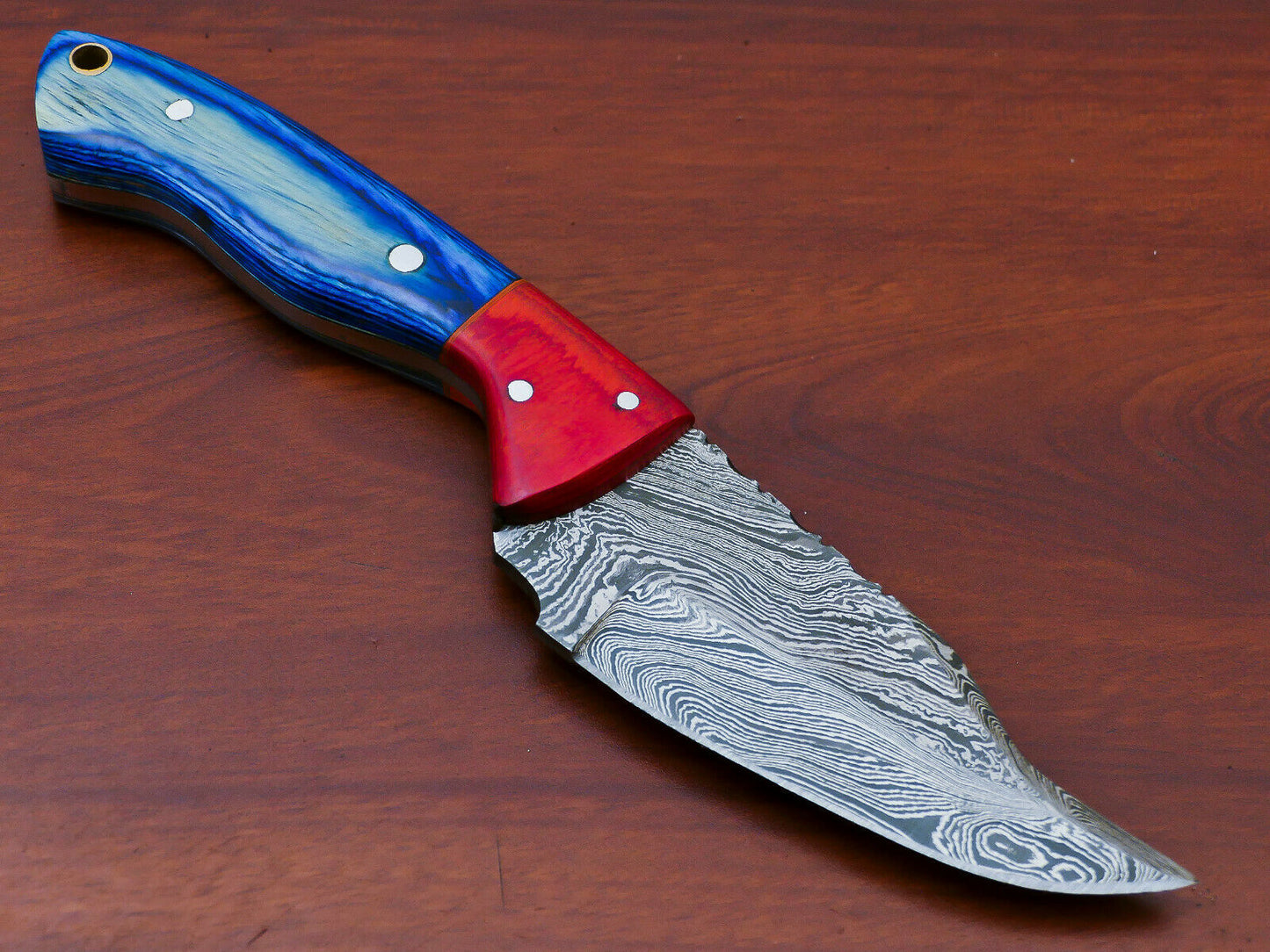 HS-815 Custom Handmade Damascus Skinner Knife With Hard Wood Handle