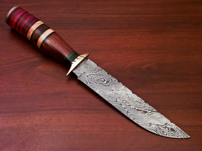 HS-512 Custom Handmade Damascus Hunting Knife With Bone & Wood Handle