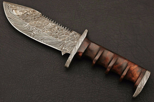 HS-536  Custom Handmade Damascus Hunting Forged Blade, Survival,Tracker Camping,Sporting Knife Rose Wood