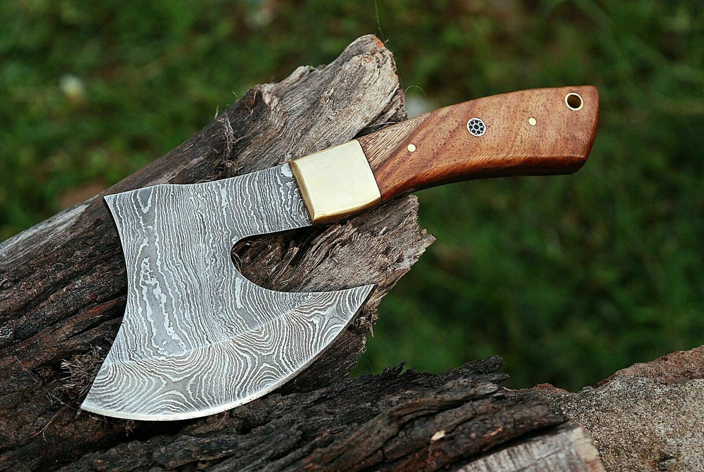 HS-1074 | Custom Handmade Damascus Mini Hand Forged Axe With Wood Handle