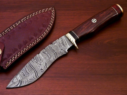 HS-521  Cutlery | Custom Handmade Damascus Hunting/Kukri Knife With Natural Wood Handle