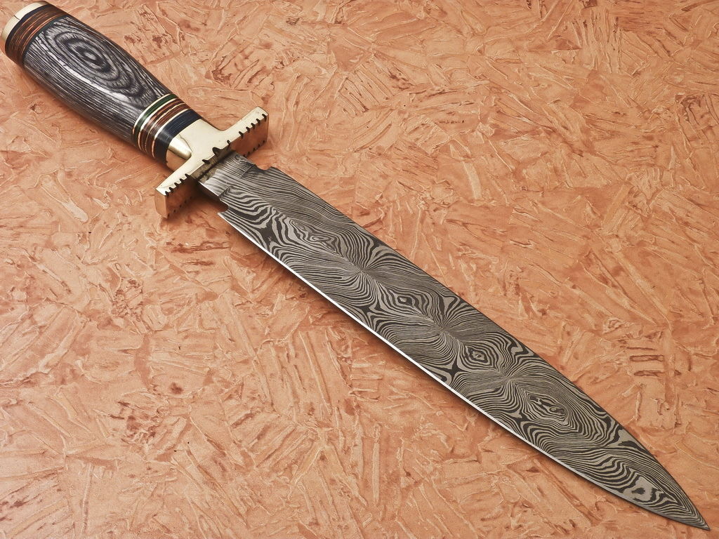 HS-870 Custom Handmade Damascus Dagger Knife With Hard Wood Handle