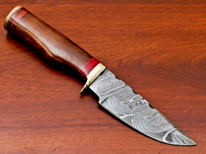 HS-514 Custom Handmade Damascus Hunting Edc Knife With Wood Handle