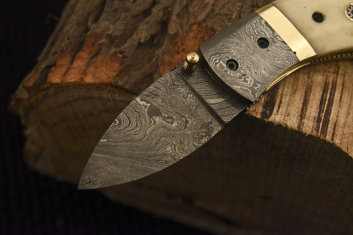 Handmade Damascus Mini Pocket Folding Knife