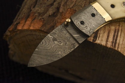 Handmade Damascus Mini Pocket Folding Knife