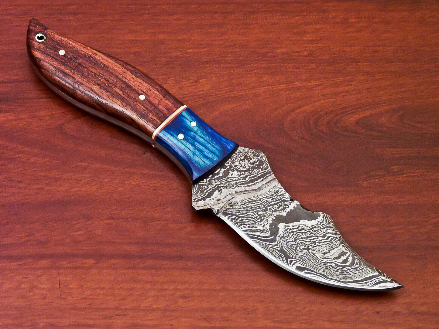 HS-817 Custom Handmade Damascus Skinner Knife With Hard Wood Handle