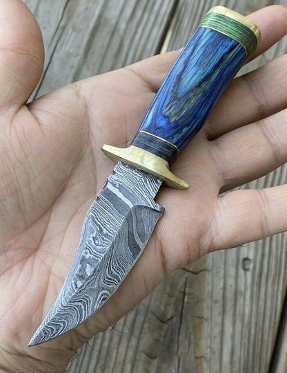 HS-728 Custom Handmade Damascus Steel Skinner Knife - Awesome Hard Wood Handle