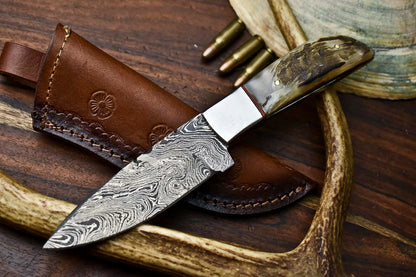 HS-617 Handmade Damascus Skinning Blade Camping Full Tang Knife