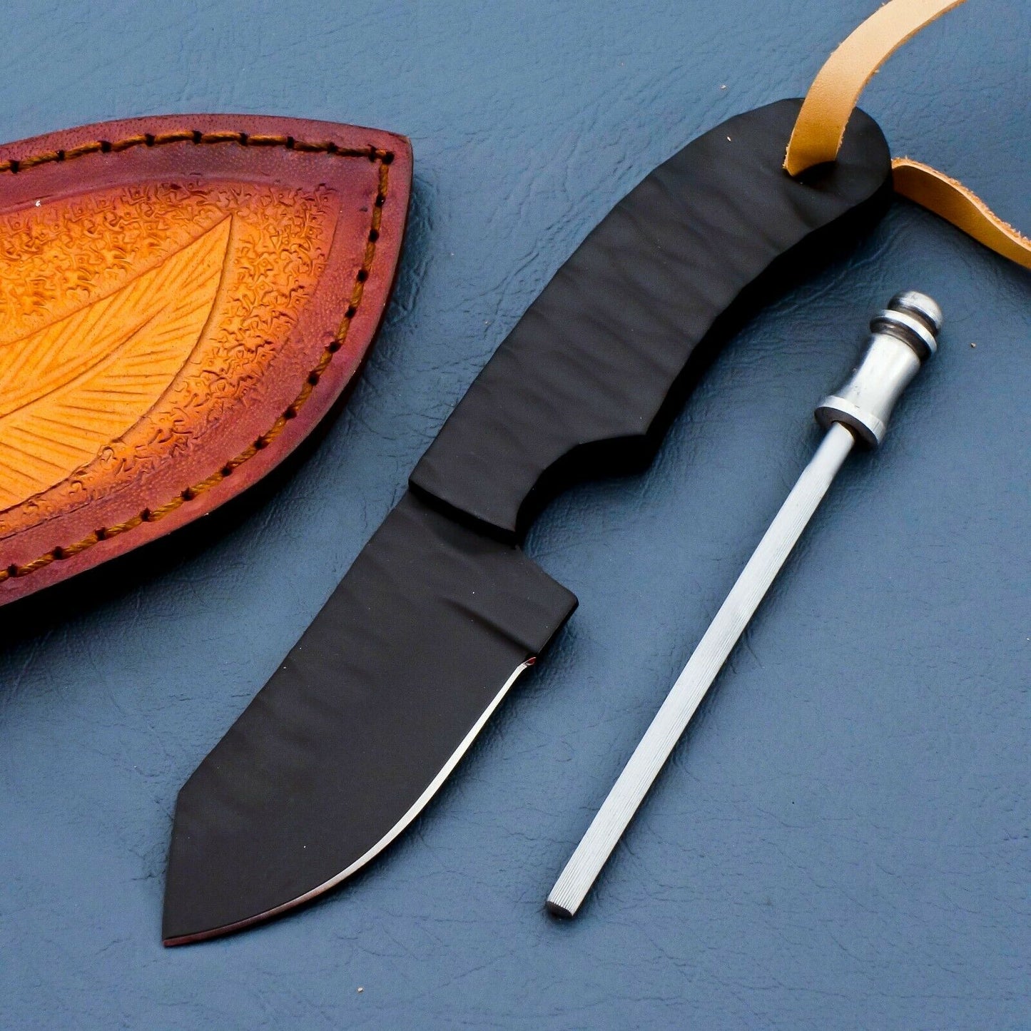 HS-951 Hand Forged J2 Steel Bull Cutter Knife – Deep Grip Handle, Ceramic Blade