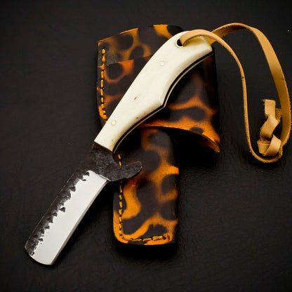 HS-952 Carbon Steel Cowboy Bull Cutter Knife – Full Tang, 6 Inch, Leather Sheath