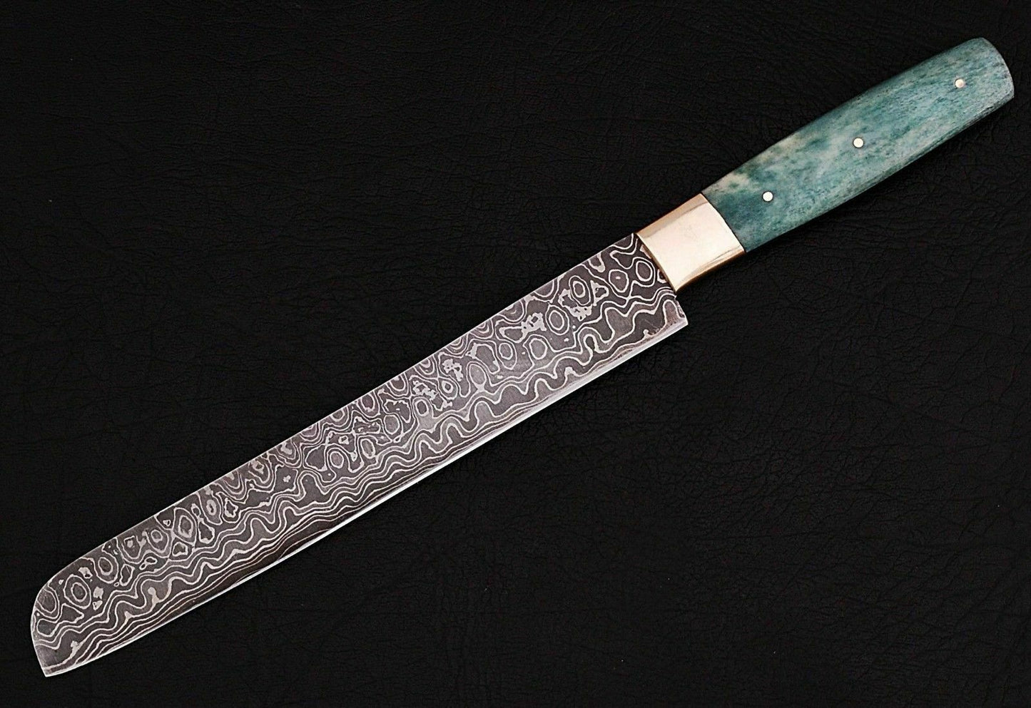 HS-454 Custom Handmade Damascus Kitchen/Chef Knife - Camel Bone Handle - Best Price