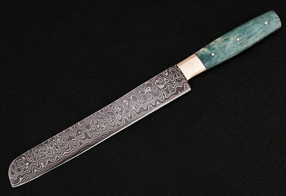 HS-454 Custom Handmade Damascus Kitchen/Chef Knife - Camel Bone Handle - Best Price