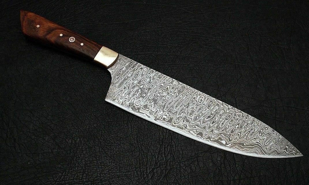 HS-298  Custom Handmade Damascus Kitchen/Chef Knife - Wood Handle - Best Price