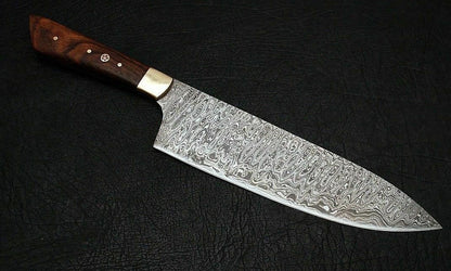 HS-298  Custom Handmade Damascus Kitchen/Chef Knife - Wood Handle - Best Price
