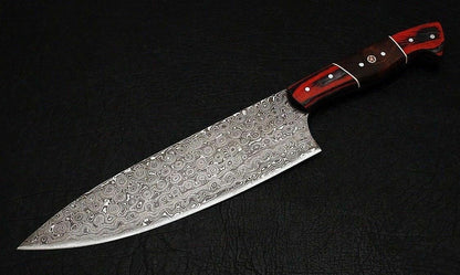 HS-456 Custom Handmade Damascus Kitchen/Chef Knife - Rose Wood Handle - Best Price