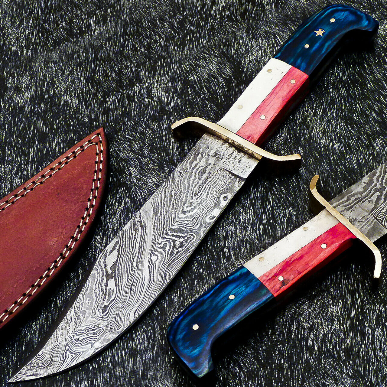 HS-379 '' Custom Hand Forged Damascus Steel 12" Bowie Hunting Knife BONE / WOOD