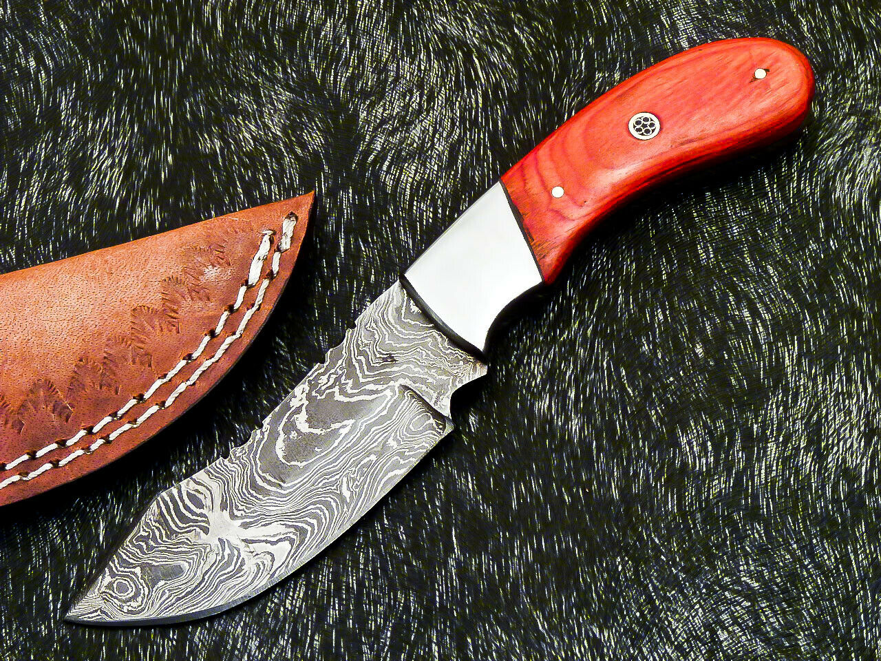 HS-582 Custom Hand Forged Damascus Steel 8" Hunting Knife - Pakka Wood