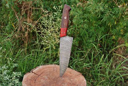 HS-294 Custom Handmade Damascus Kitchen/Chef Knife - Hard Wood Handle - Best Price