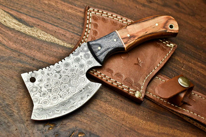 HS-1051 Handmade Damascus Mini Axe  Blade Camping Full Tang Axe Beautiful Handle