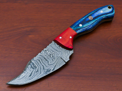 HS-815 Custom Handmade Damascus Skinner Knife With Hard Wood Handle