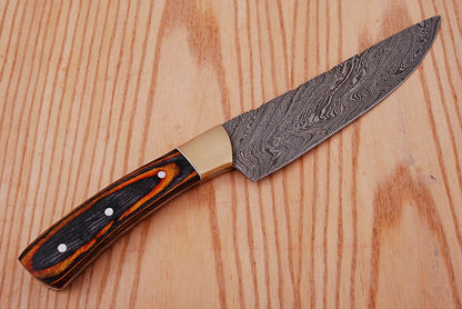 HS-289 Custom Handmade Damascus Kitchen/Chef Knife - Wood Handle - Best Price