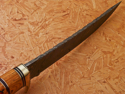 HS-548 Custom Handmade Damascus Hunting Fillet Knife With Hard Wood Handle
