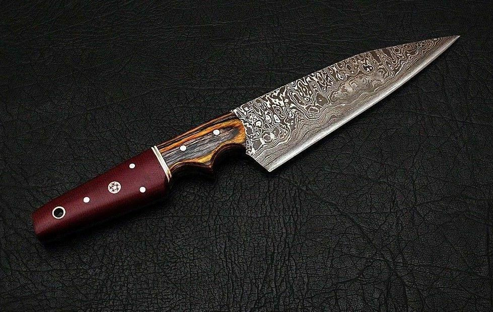 HS-452  Custom Handmade Damascus Kitchen/Chef Knife - Hard Wood Handle - Best Price