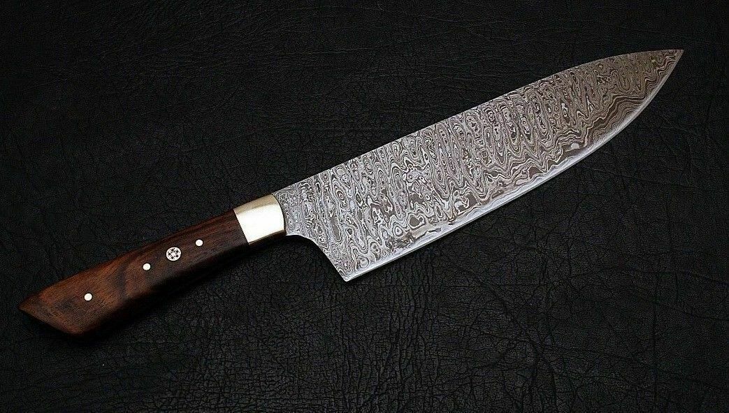 HS-298  Custom Handmade Damascus Kitchen/Chef Knife - Wood Handle - Best Price