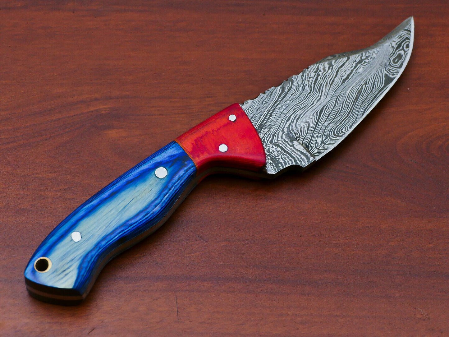 HS-815 Custom Handmade Damascus Skinner Knife With Hard Wood Handle