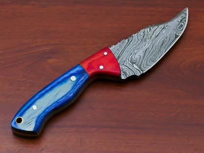 HS-815 Custom Handmade Damascus Skinner Knife With Hard Wood Handle