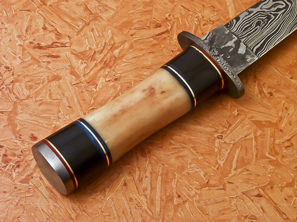 Custom Handmade Damascus Hunting Dagger Knife With Camel Bone Handle