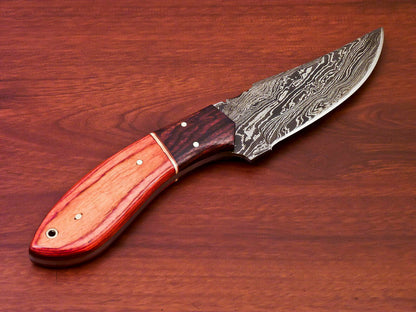 HS-816 Custom Handmade Damascus Skinner Knife With Wood Handle