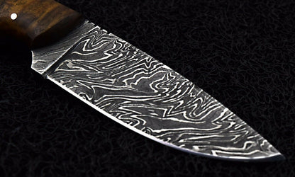HS-852 Custom Handmade Damascus Skinner Knife With Walnut Wood Handle