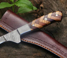 Load image into Gallery viewer, HS-1043 13&#39;&#39; Fillet Custom Handmade Damascus Steel Blade Fillet knife Wood Handle Best Fishing Knife
