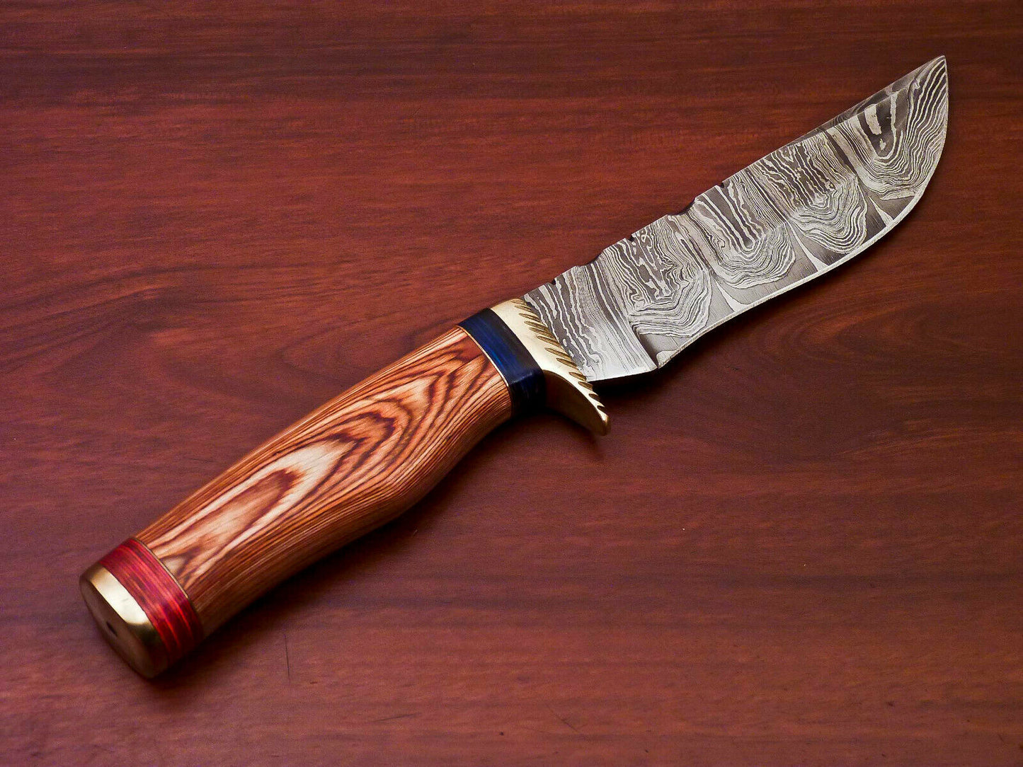 HS-511 Custom Handmade Damascus Hunting Knife With Hard Wood Handle