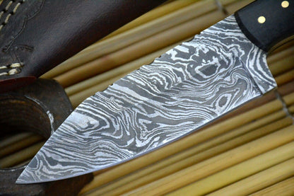 HS-844 Custom Handmade Damascus Skinner Knife With G-10 MicartaHandle