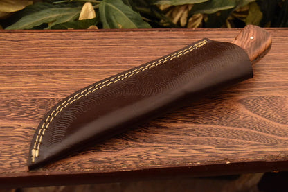 HS-834 Custom Handmade Damascus Skinner Knife With Hard Wood & Olive Wood Handle