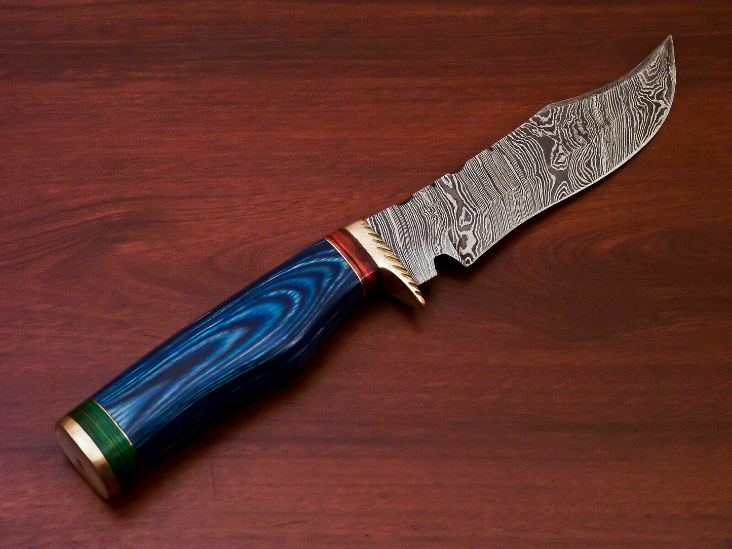 HS-510 Custom Handmade Damascus Hunting Knife With Hard Wood Handle