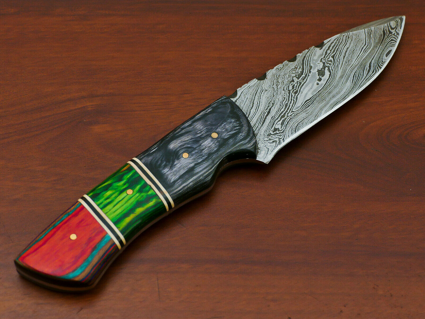 HS-808 Custom Handmade Damascus Skinner Knife With Custom Wood Handle
