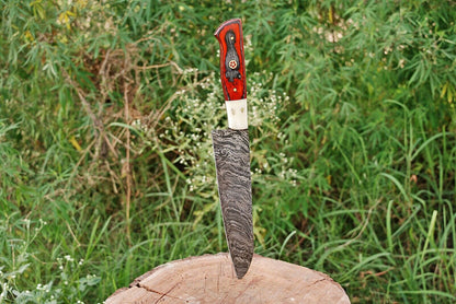 HS-296 Custom Handmade Damascus Kitchen/Chef Knife - Hard Wood Handle - Best Price