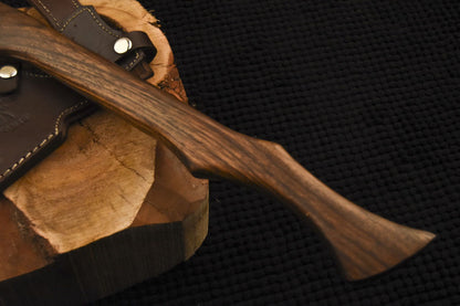HS-1081 | Custom Handmade Damascus Hand Forged Tomahawk knife, Hatchet, Axe,Integral Natural Wood