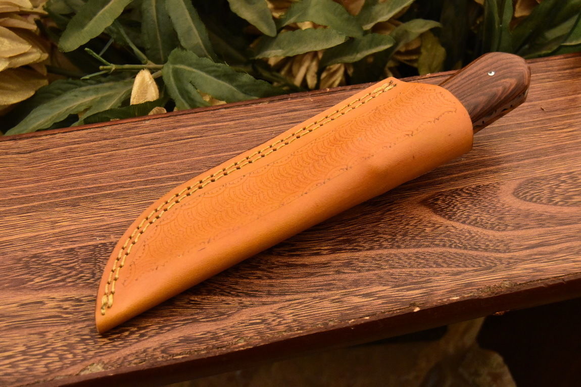 HS-828 Custom Handmade Damascus Skinner Knife With Pure Wood Handle