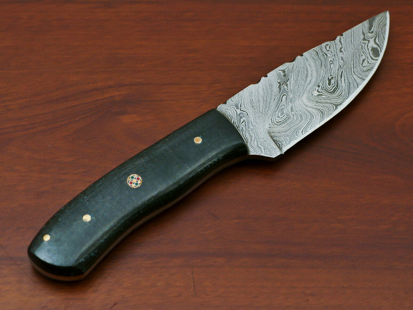 HS-818 Custom Handmade Damascus Skinner Knife With Micarta Sheet Handle