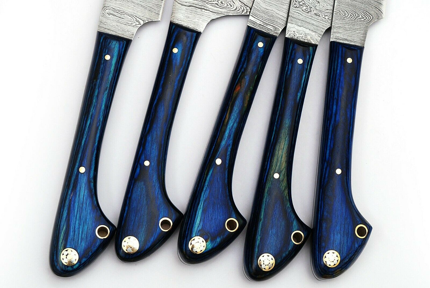 HS-227 Custom Handmade Damascus Kitchen-Chef Knives Set Lot Of Five Pecs With Wood Handle