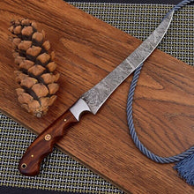 Load image into Gallery viewer, HS-1044 Damascus steel Chef Fishing Kitchen meat BBQ Vegetable fillet Camping knife Best Quality knife
