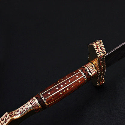 Custom Handmade Damascus Dagger Sword Knife With Wood Handle Handle